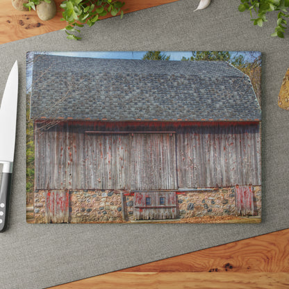 U R There Photography Leix Road Stone Red Rustic Farmhouse Tempered-Glass Cutting Board