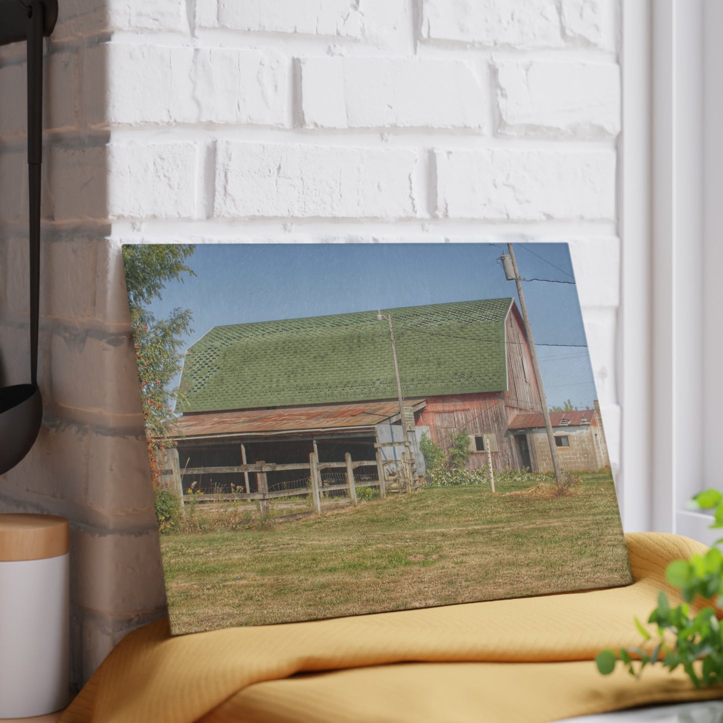 U R There Photography Farrand Road Red with Corral Rustic Farmhouse Tempered-Glass Cutting Board