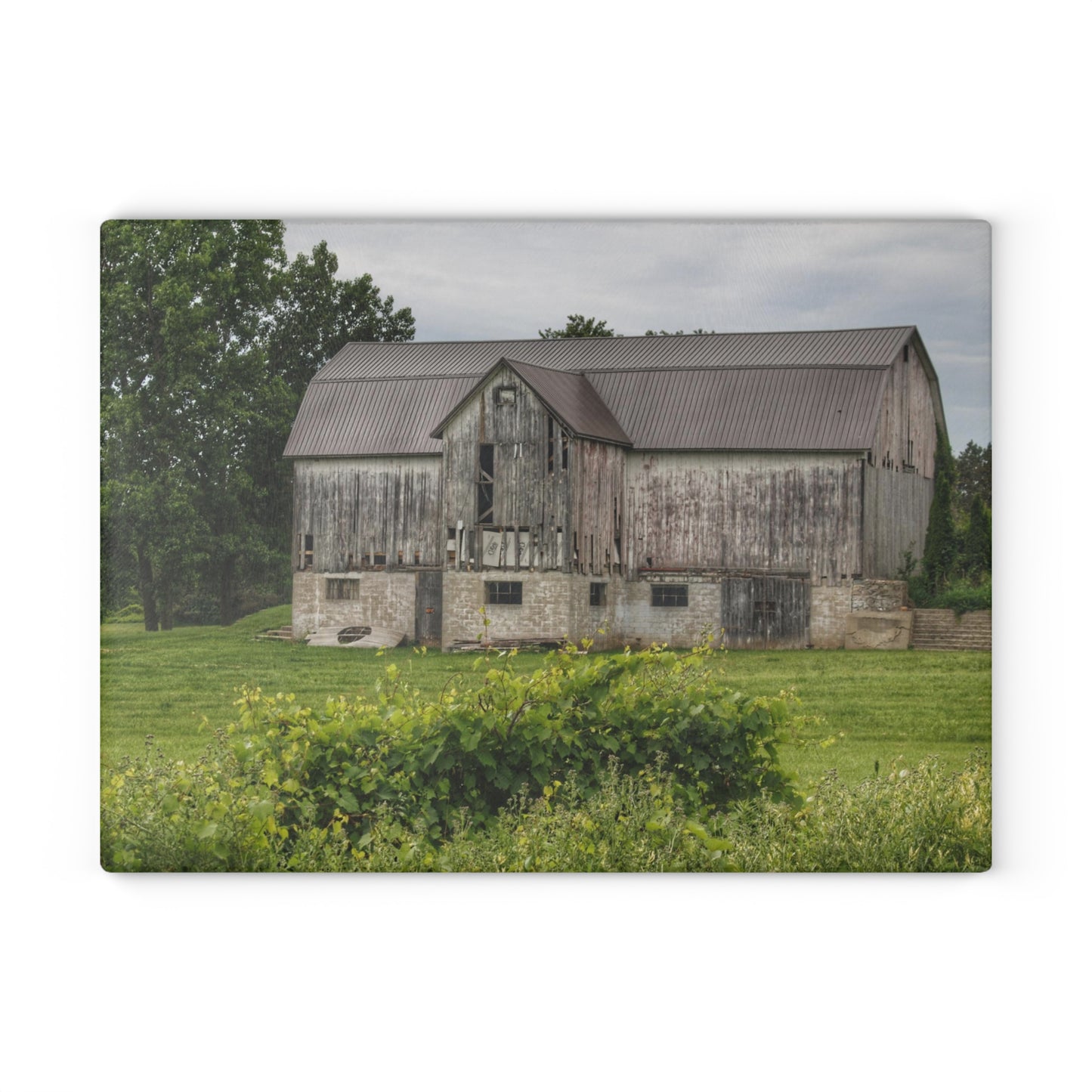 Dequindre Road Grey I Rustic Farmhouse Tempered-Glass Cutting Board