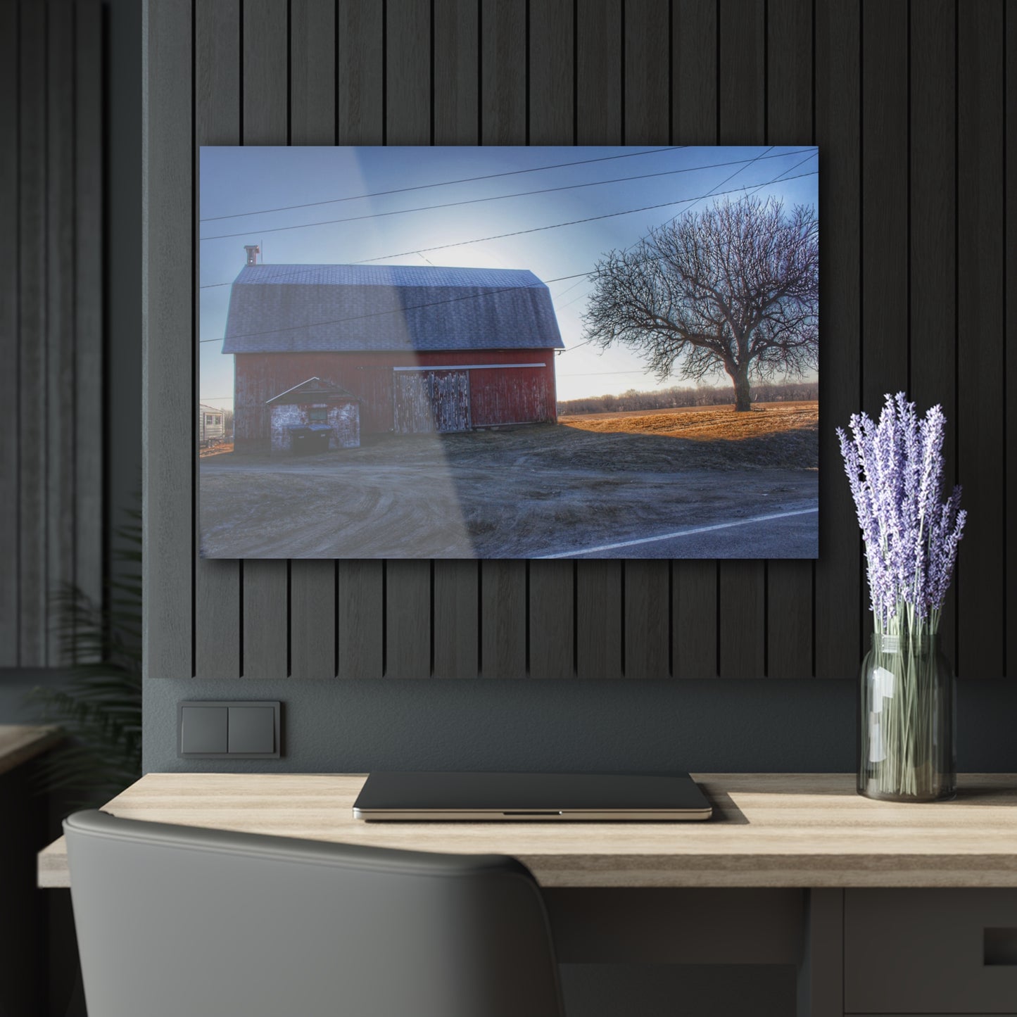 U R There Photography Rochester Red on a Spring Morning Rustic Farmhouse Acrylic Wall Print