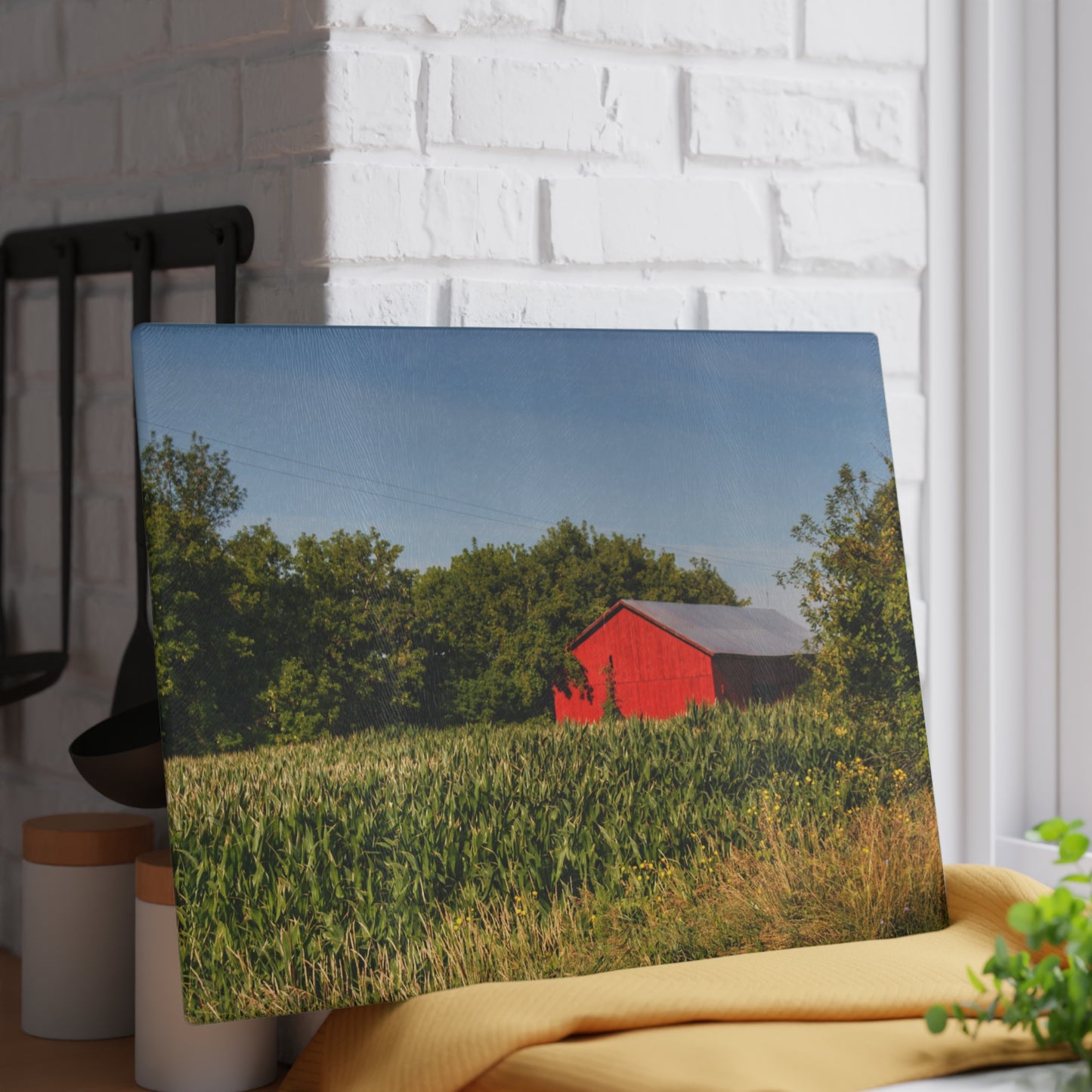 U R There Photography Willard Road Red II Rustic Farmhouse Tempered-Glass Cutting Board