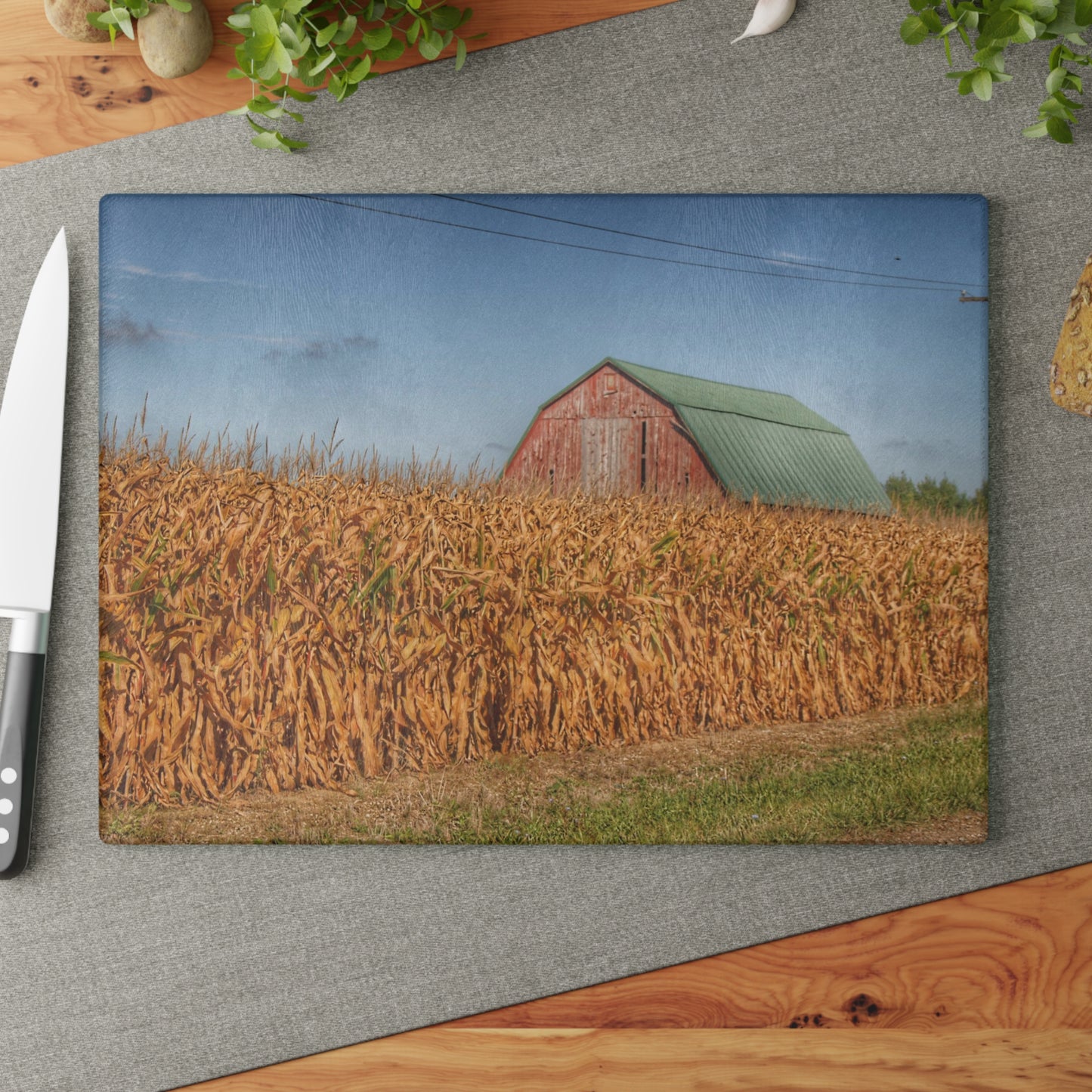 Barn Boutique Rustic Tempered-Glass Cutting Board| Beyond the Harvest Corn I