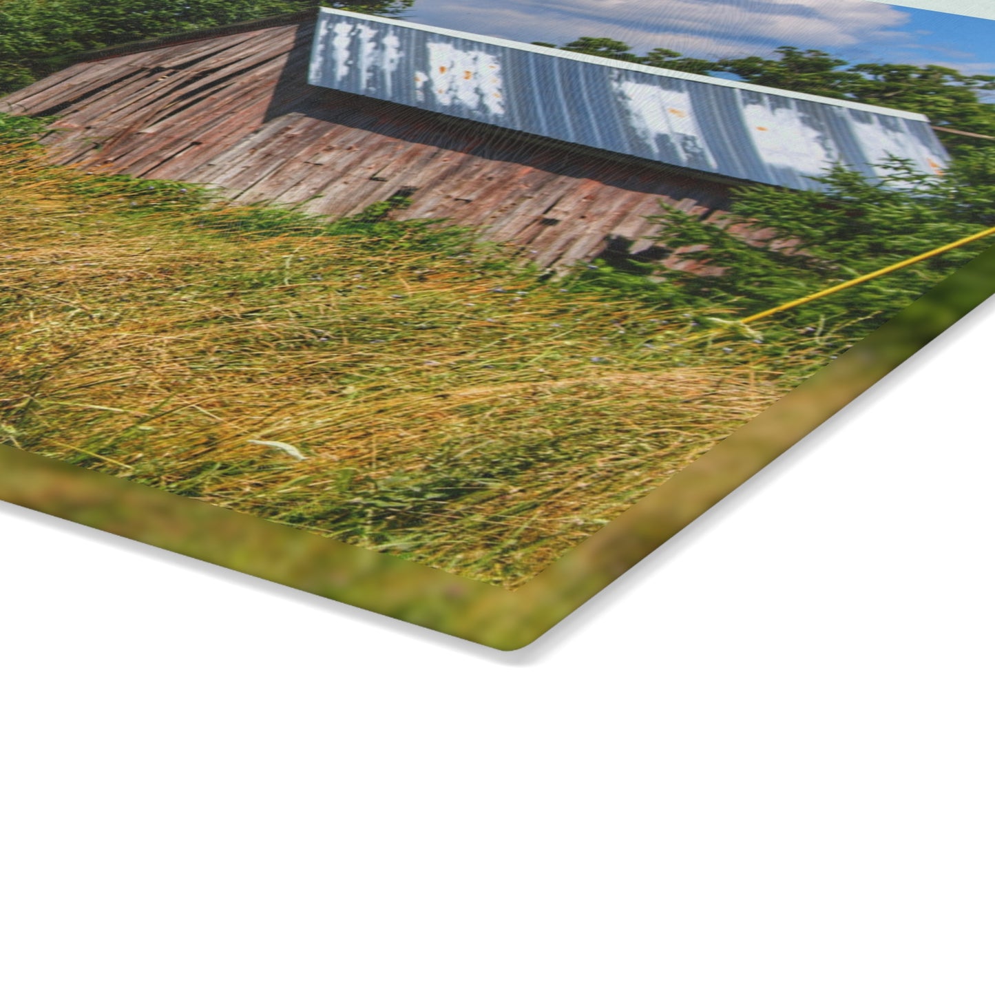 U R There Photography Lake Road Little Crooked Grey Rustic Farmhouse Tempered-Glass Cutting Board