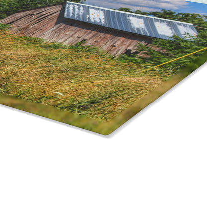 U R There Photography Lake Road Little Crooked Grey Rustic Farmhouse Tempered-Glass Cutting Board