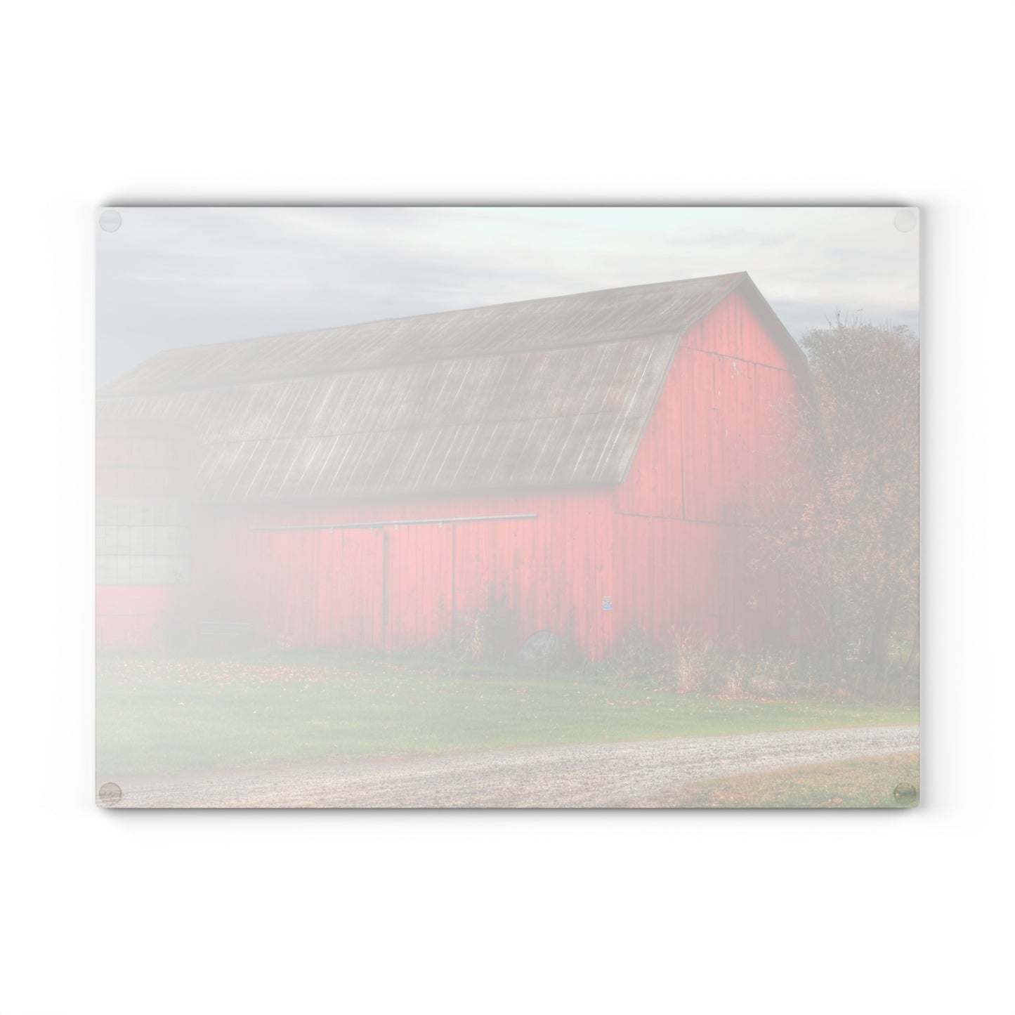 U R There Photography Oak Road Barber Barn I Rustic Farmhouse Tempered-Glass Cutting Board