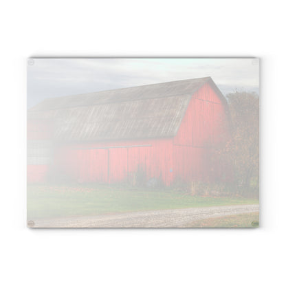 U R There Photography Oak Road Barber Barn I Rustic Farmhouse Tempered-Glass Cutting Board