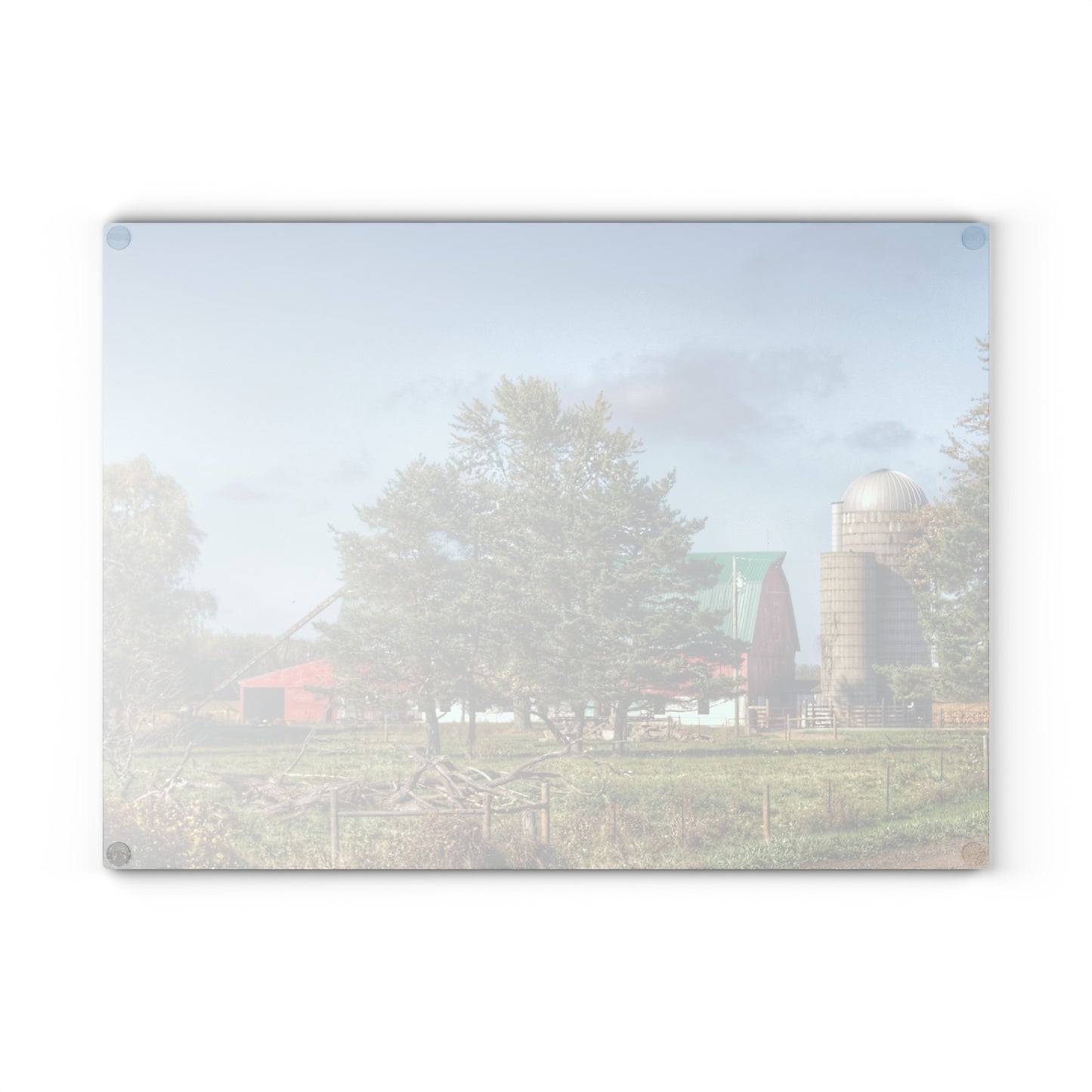 U R There Photography Croswell Wagner Road Red Rustic Farmhouse Tempered-Glass Cutting Board