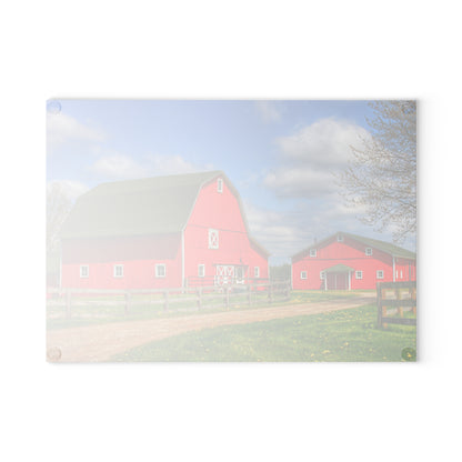 U R There Photography Sohn Road Reds Rustic Farmhouse Tempered-Glass Cutting Board