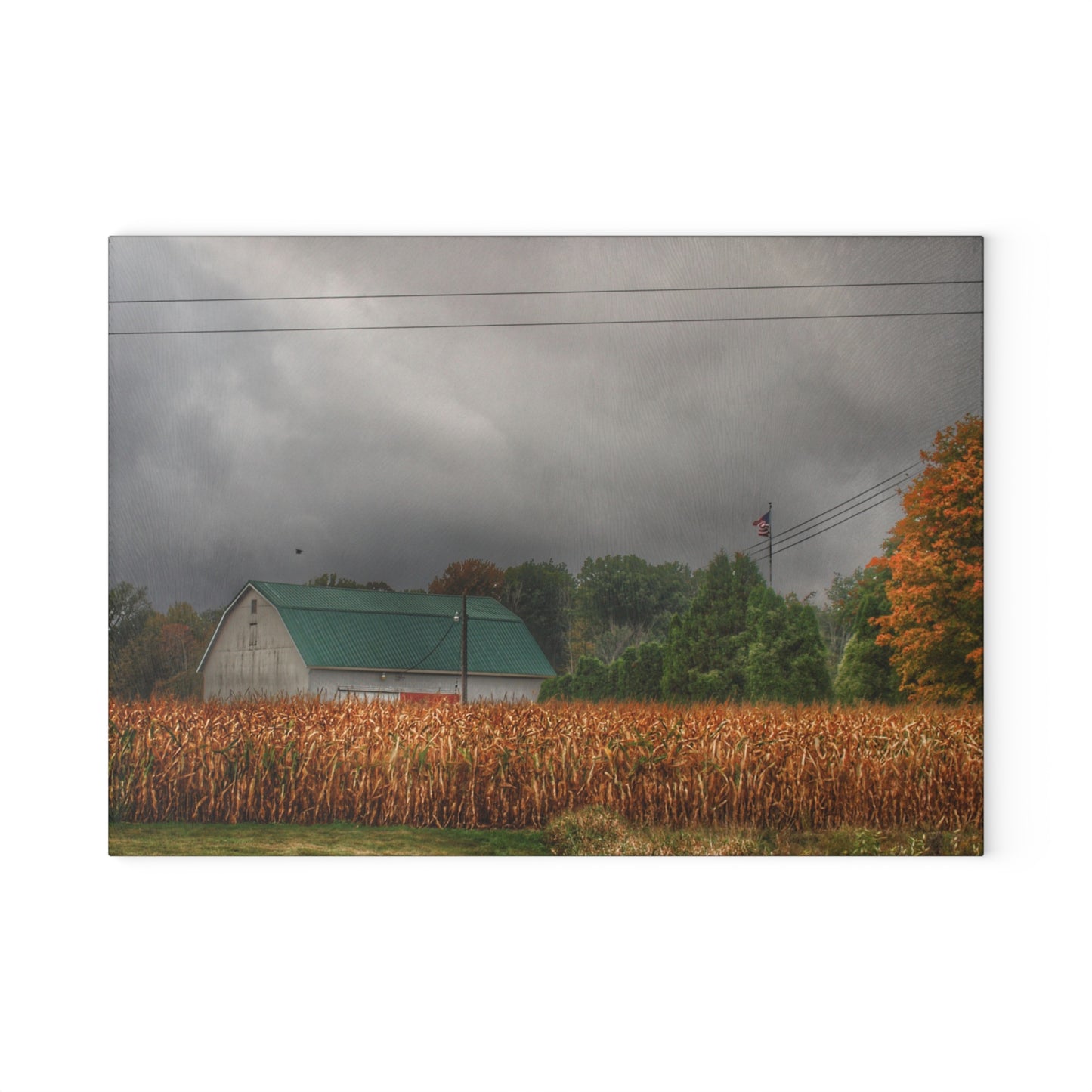 U R There Photography Saginaw Road White Rustic Farmhouse Tempered-Glass Cutting Board