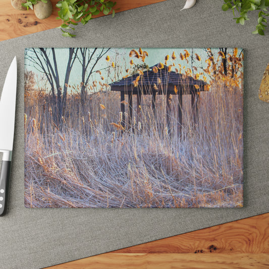 U R There Photography Haines Hidden Gazebo Rustic Farmhouse Tempered-Glass Cutting Board