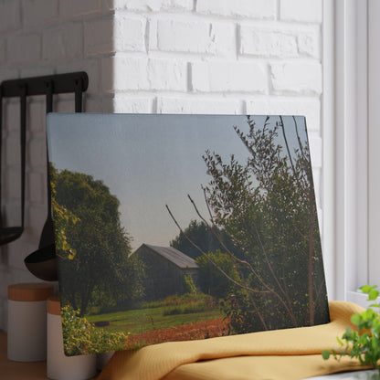 U R There Photography Clifford Hidden Grey Rustic Farmhouse Tempered-Glass Cutting Board