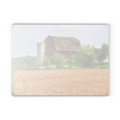 U R There Photography Colwood Road Old Red Rustic Farmhouse Tempered-Glass Cutting Board