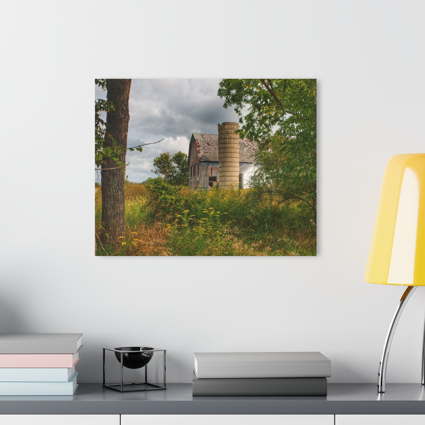 U R There Photography Hill Road Roadside Grey III Rustic Farmhouse Acrylic Wall Print