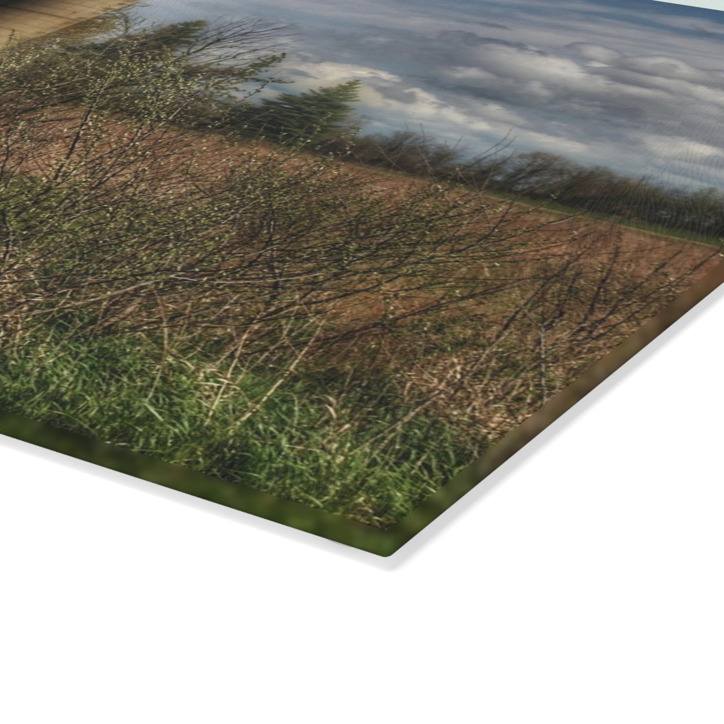 U R There Photography Old Wooden Barn and Silo I Rustic Farmhouse Tempered-Glass Cutting Board