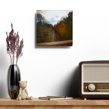 U R There Photography Above the Tracks in Vassar Rustic Farmhouse Acrylic Analog Wall Clock