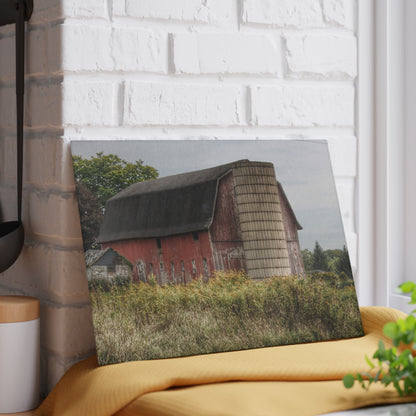 U R There Photography McDowell Road Old Red and Little White Rustic Farmhouse Tempered-Glass Cutting Board