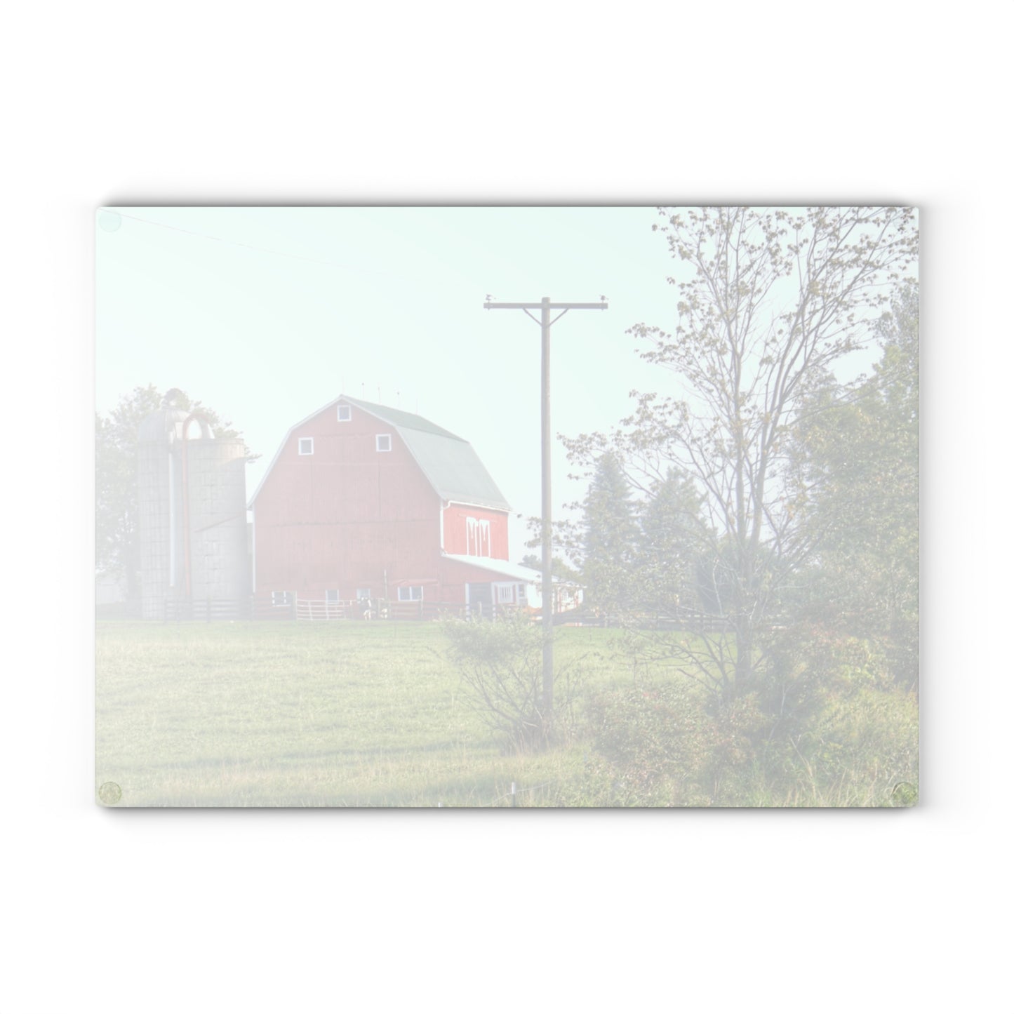 U R There Photography Stewart Road Red I Rustic Farmhouse Tempered-Glass Cutting Board