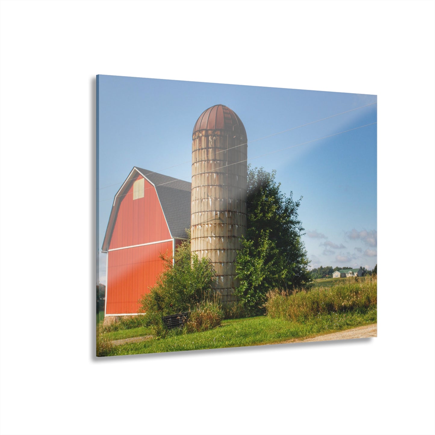 U R There Photography August Red and Silo Rustic Farmhouse Acrylic Wall Print