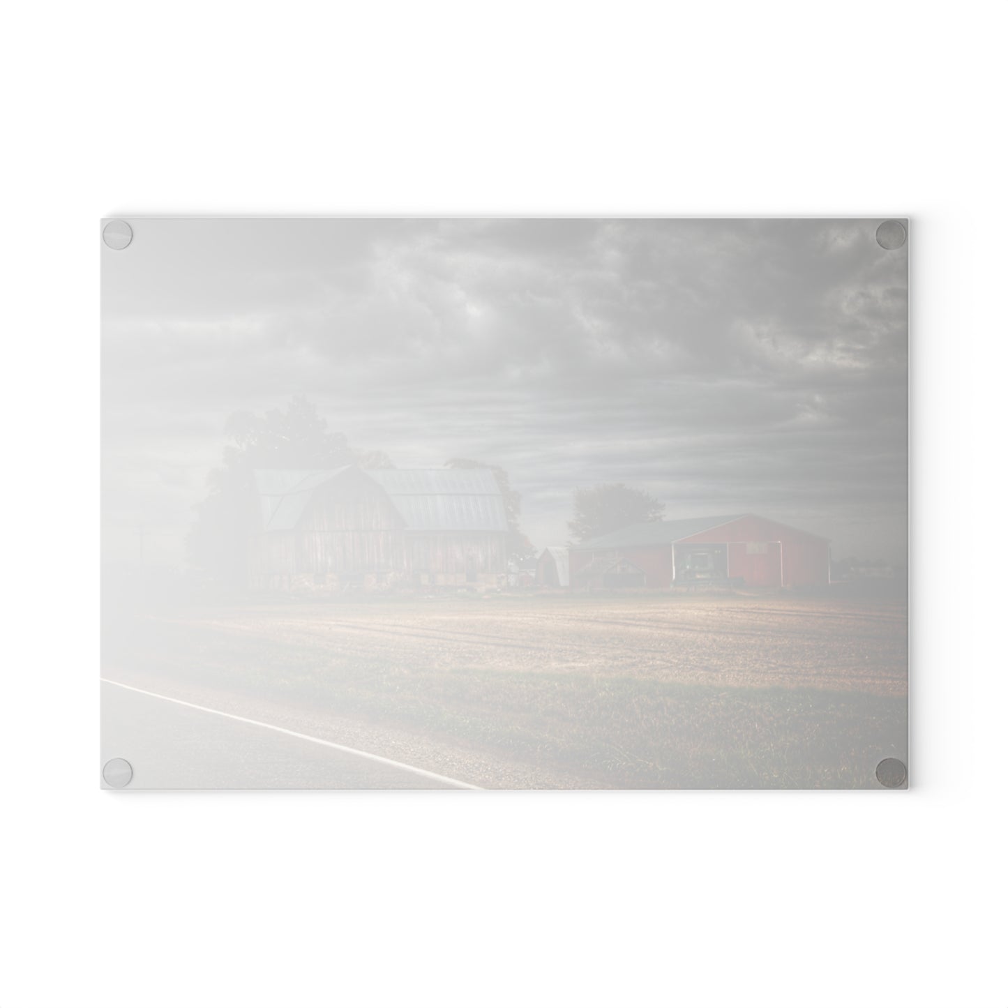 U R There Photography Snover Road Red II Rustic Farmhouse Tempered-Glass Cutting Board