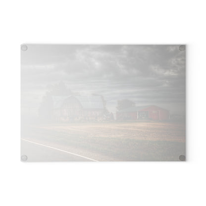 U R There Photography Snover Road Red II Rustic Farmhouse Tempered-Glass Cutting Board