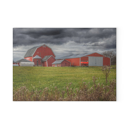 U R There Photography Castle Road Reds Rustic Farmhouse Tempered-Glass Cutting Board