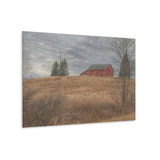 U R There Photography Grey Road Hillside Red I Rustic Farmhouse Acrylic Wall Print