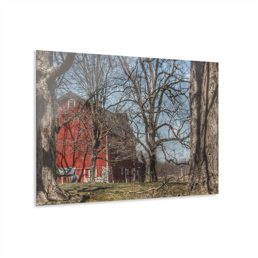 U R There Photography Hill Road Red Rustic Farmhouse Acrylic Wall Print