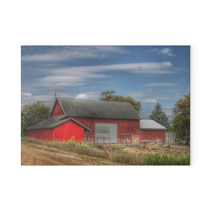U R There Photography Wheeling Road Barn Rustic Farmhouse Tempered-Glass Cutting Board