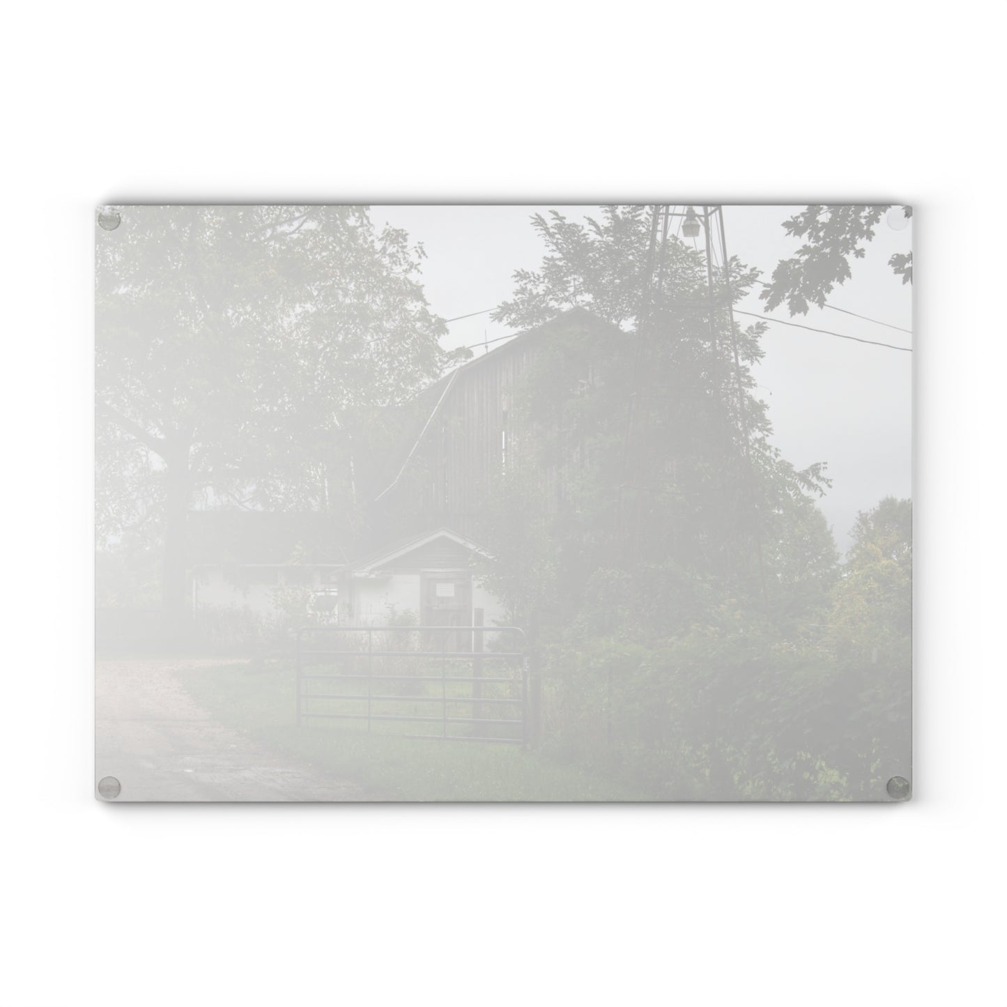 U R There Photography Noble Road Hidden Grey Rustic Farmhouse Tempered-Glass Cutting Board