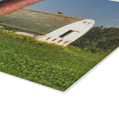 U R There Photography Elba White and Silo Rustic Farmhouse Tempered-Glass Cutting Board