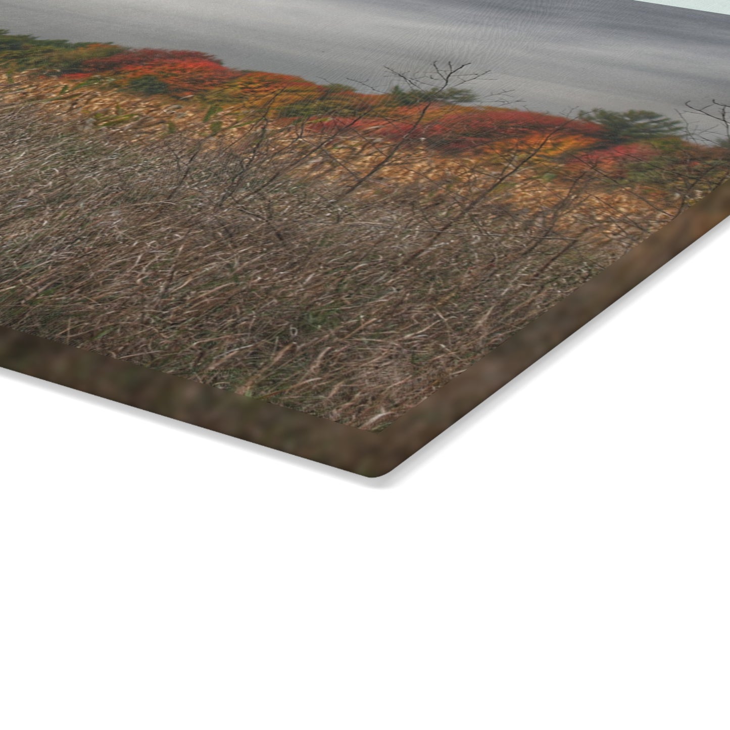 U R There Photography Fall on Murphy Lake V Rustic Farmhouse Tempered-Glass Cutting Board