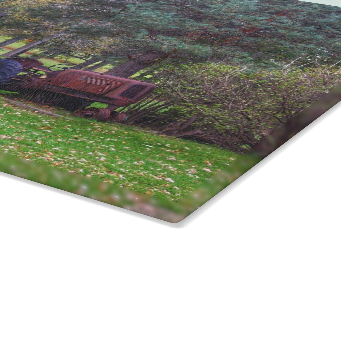 U R There Photography Casey Road Yard Art I Rustic Farmhouse Tempered-Glass Cutting Board