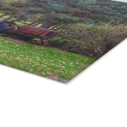 U R There Photography Casey Road Yard Art I Rustic Farmhouse Tempered-Glass Cutting Board