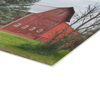 U R There Photography German Road Red I Rustic Farmhouse Tempered-Glass Cutting Board