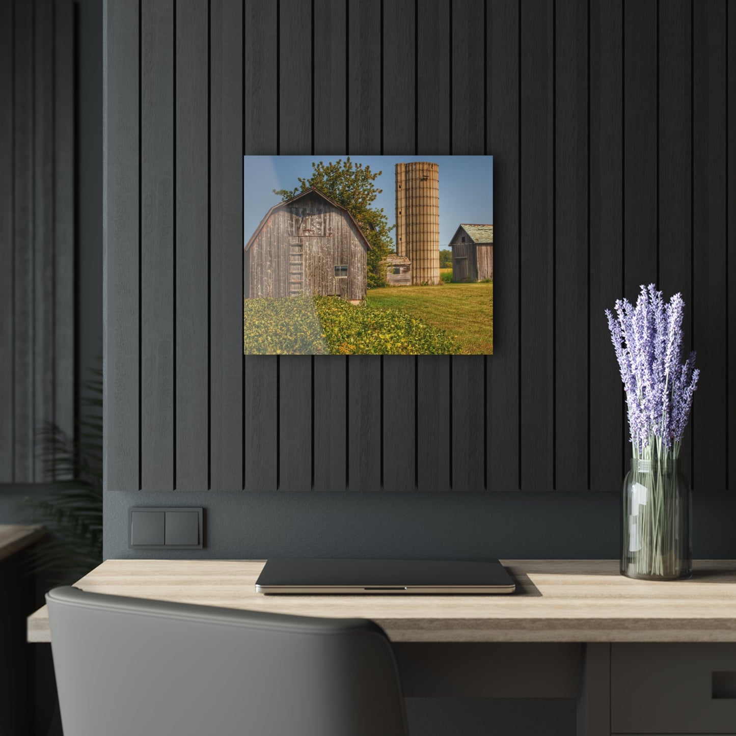 U R There Photography Swaffer Mini Greys and Silos Rustic Farmhouse Acrylic Wall Print