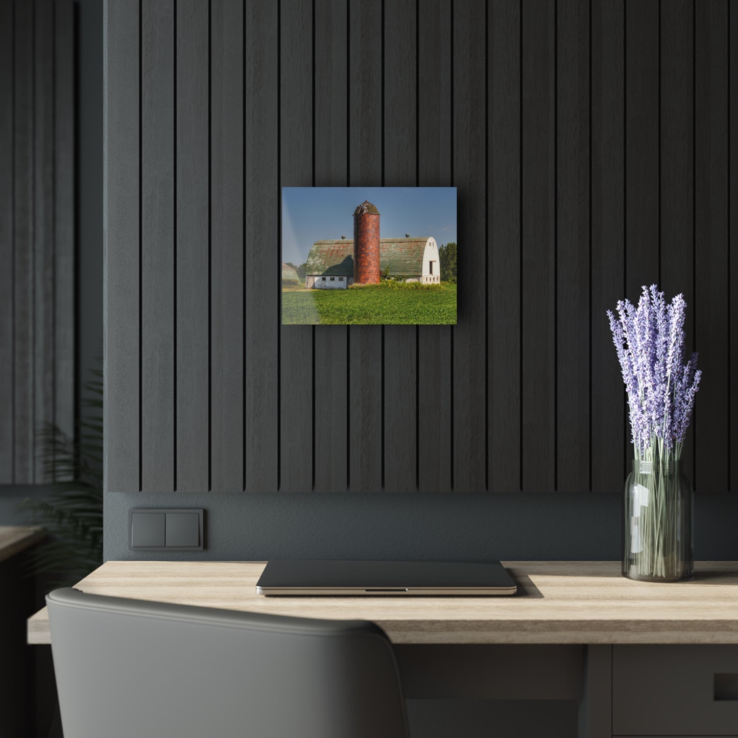 U R There Photography Elba White and Silo Rustic Farmhouse Acrylic Wall Print