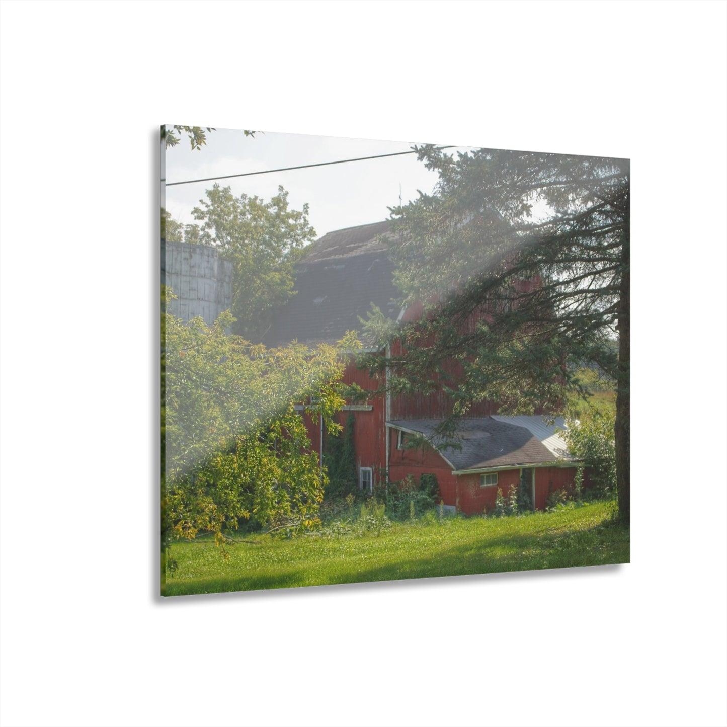 U R There Photography Grey Road Red Rustic Farmhouse Acrylic Wall Print