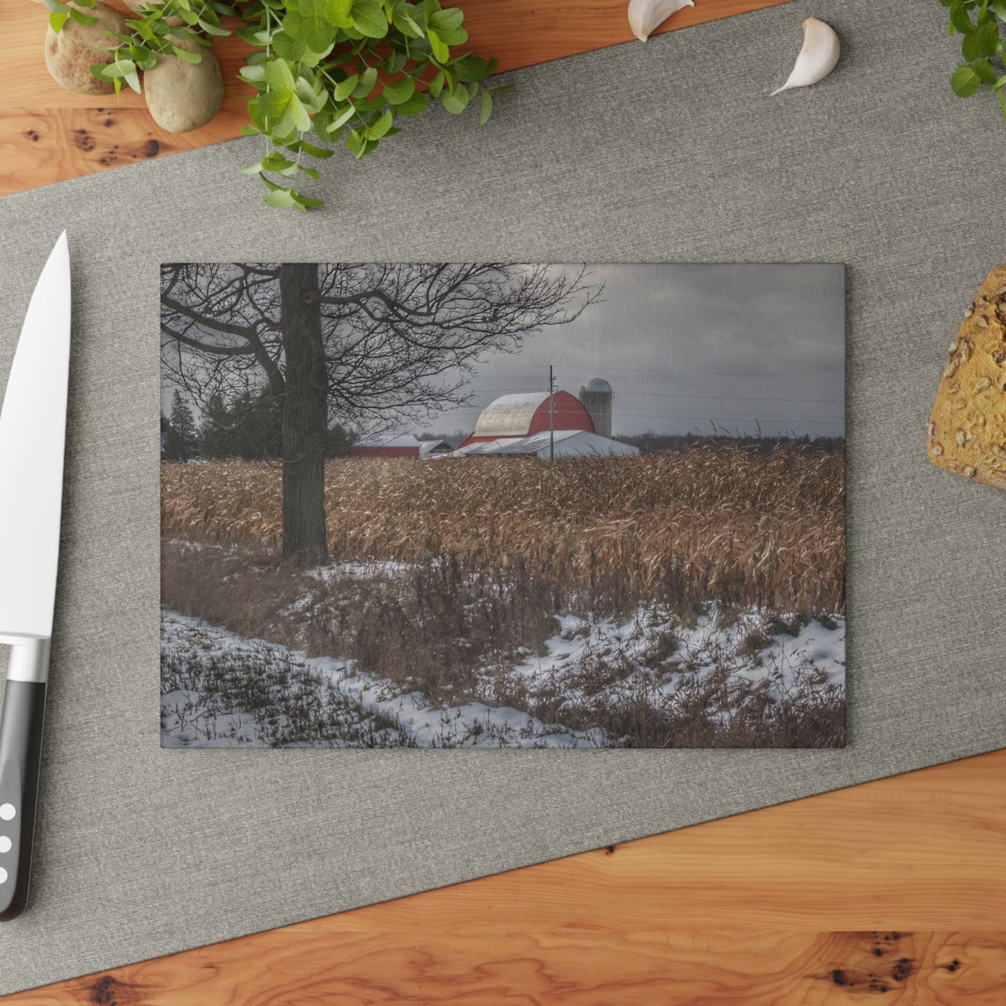 U R There Photography Edward Road Red Rustic Farmhouse Tempered-Glass Cutting Board