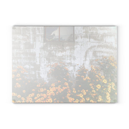 U R There Photography Golden Blooms on McDowell Rustic Farmhouse Tempered-Glass Cutting Board