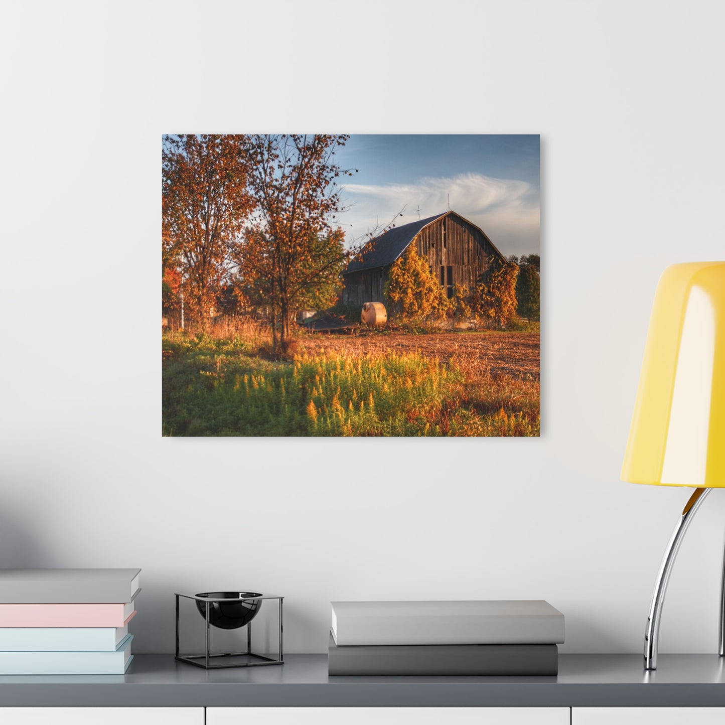 U R There Photography Lake Pleasant Road Grey Rustic Farmhouse Acrylic Wall Print