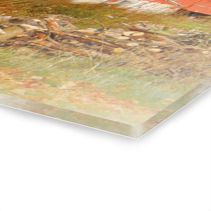 U R There Photography Greenwood Road Red in the Fall Rustic Farmhouse Acrylic Wall Print