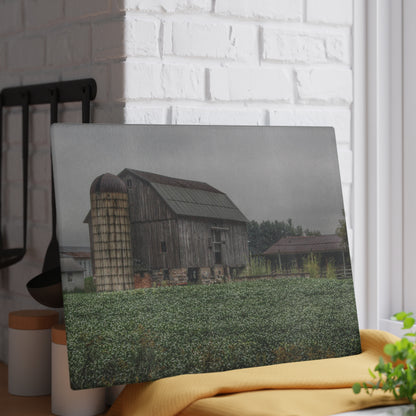 U R There Photography East Millington Road Grey and Stable Rustic Farmhouse Tempered-Glass Cutting Board