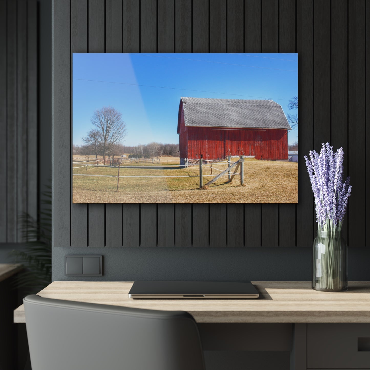 U R There Photography Phillips Road Red Rustic Farmhouse Acrylic Wall Print