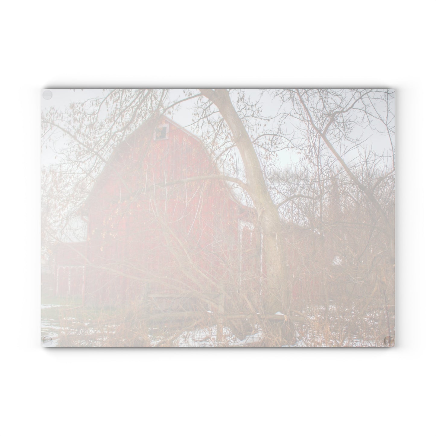 U R There Photography Holmes Road Red I Rustic Farmhouse Tempered-Glass Cutting Board