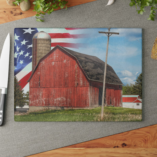 Barn Boutique Rustic Tempered-Glass Cutting Board| An American Barn I