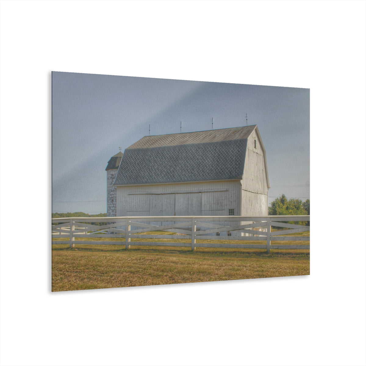 Belsay Road White Rustic Farmhouse Acrylic Wall Print