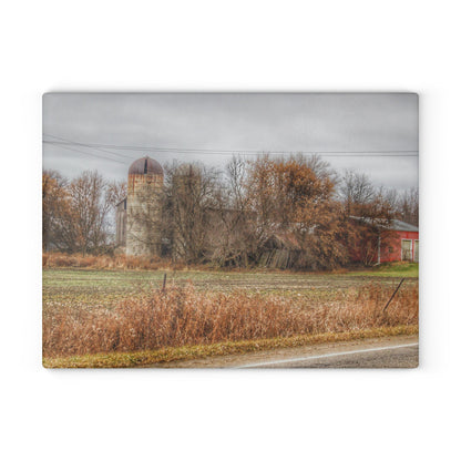 U R There Photography Burnside Road Grey II Rustic Farmhouse Tempered-Glass Cutting Board