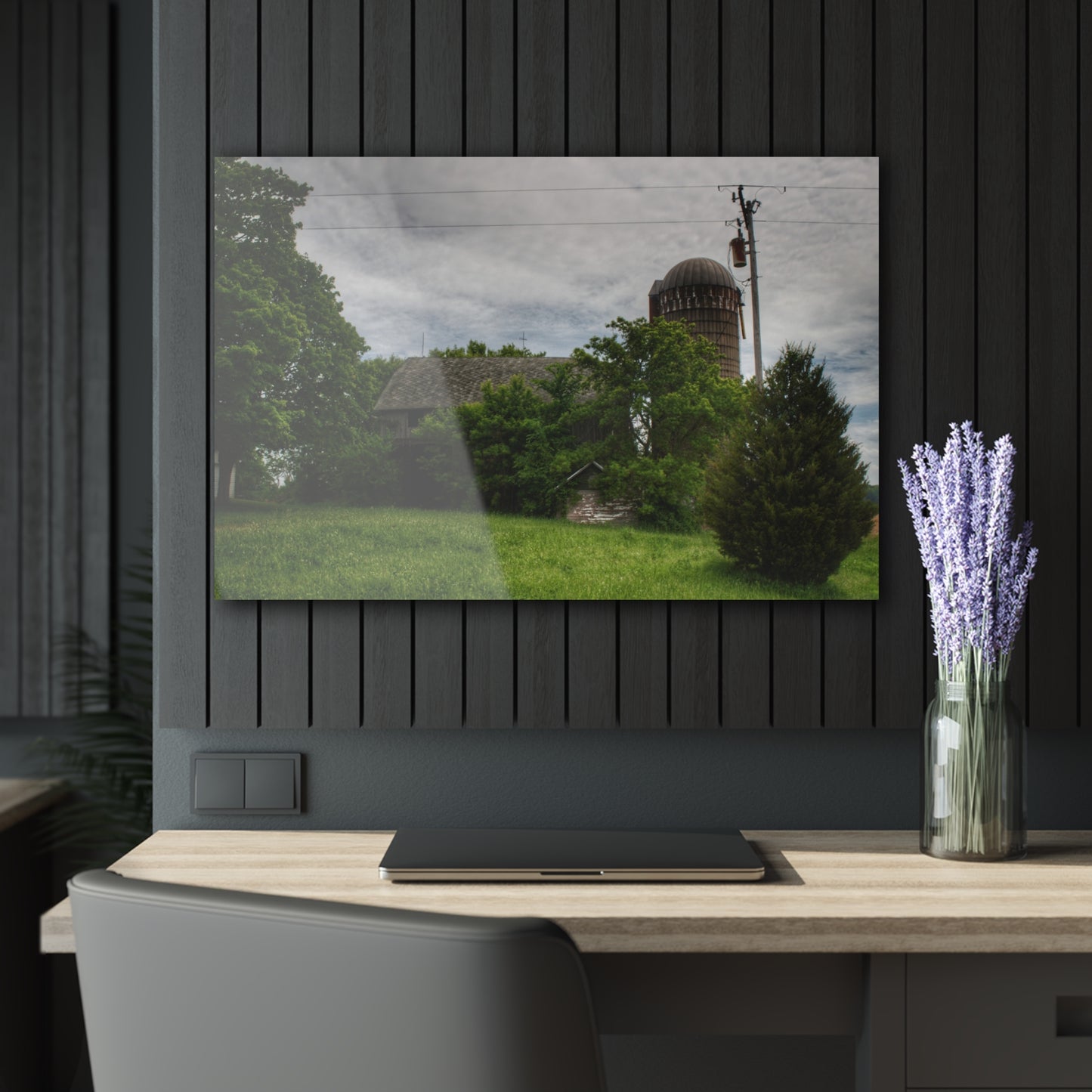 U R There Photography Higgins Road Greys Beyond the Greens Rustic Farmhouse Acrylic Wall Print