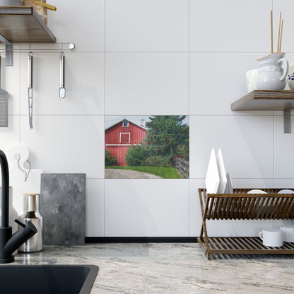 U R There Photography Modern Red I Rustic Farmhouse Decorative Ceramic Tile