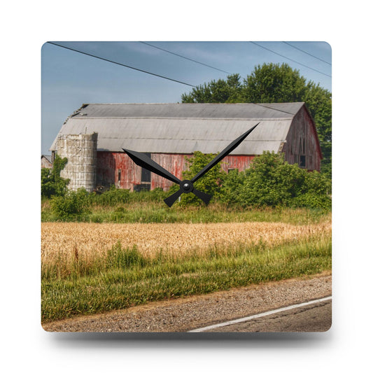 Dodge Road Old Red Rustic Farmhouse Acrylic Analog Wall Clock